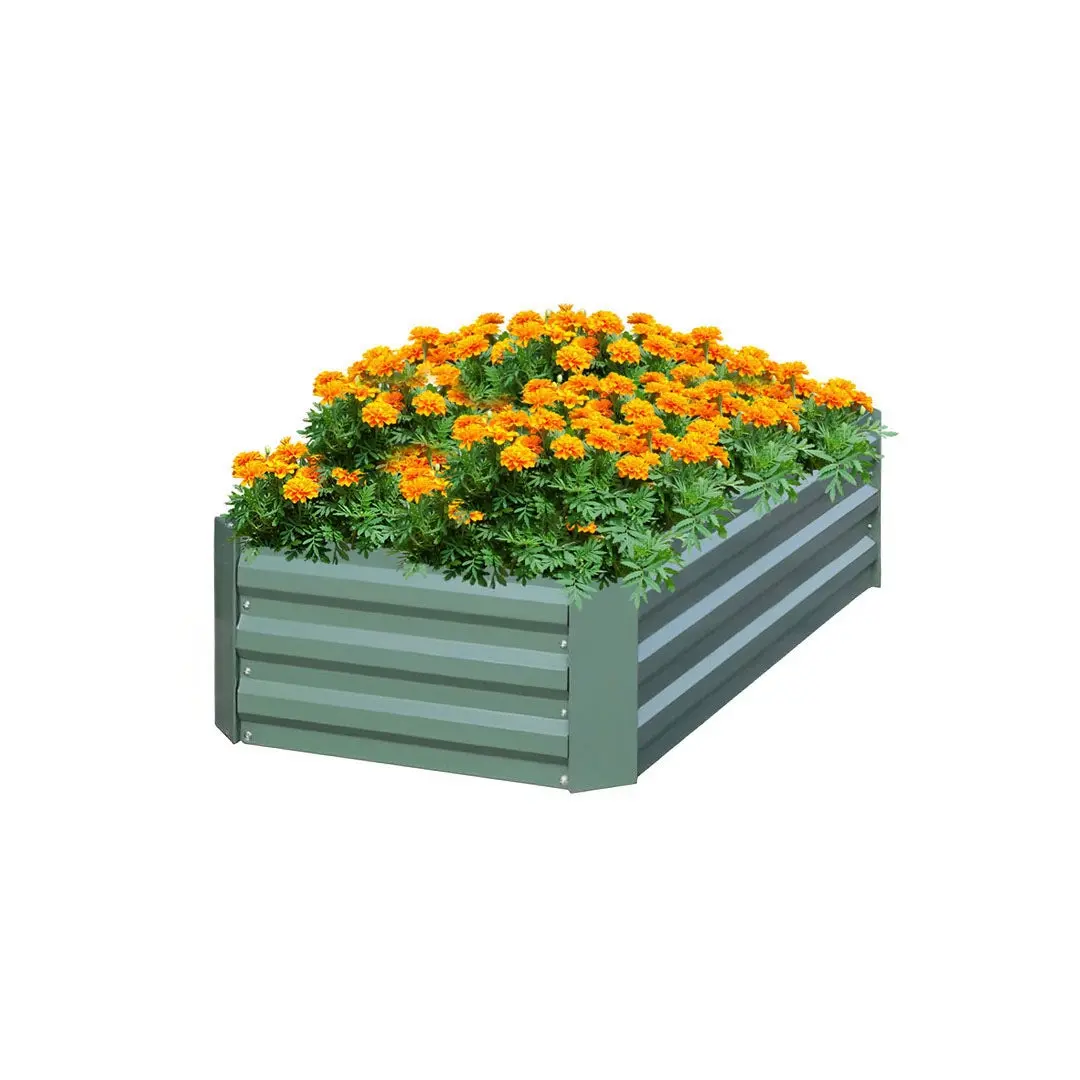 SOGA 90cm Rectangle Galvanised Raised Garden Bed Vegetable Herb Flower Outdoor Planter Box - Home & Garden