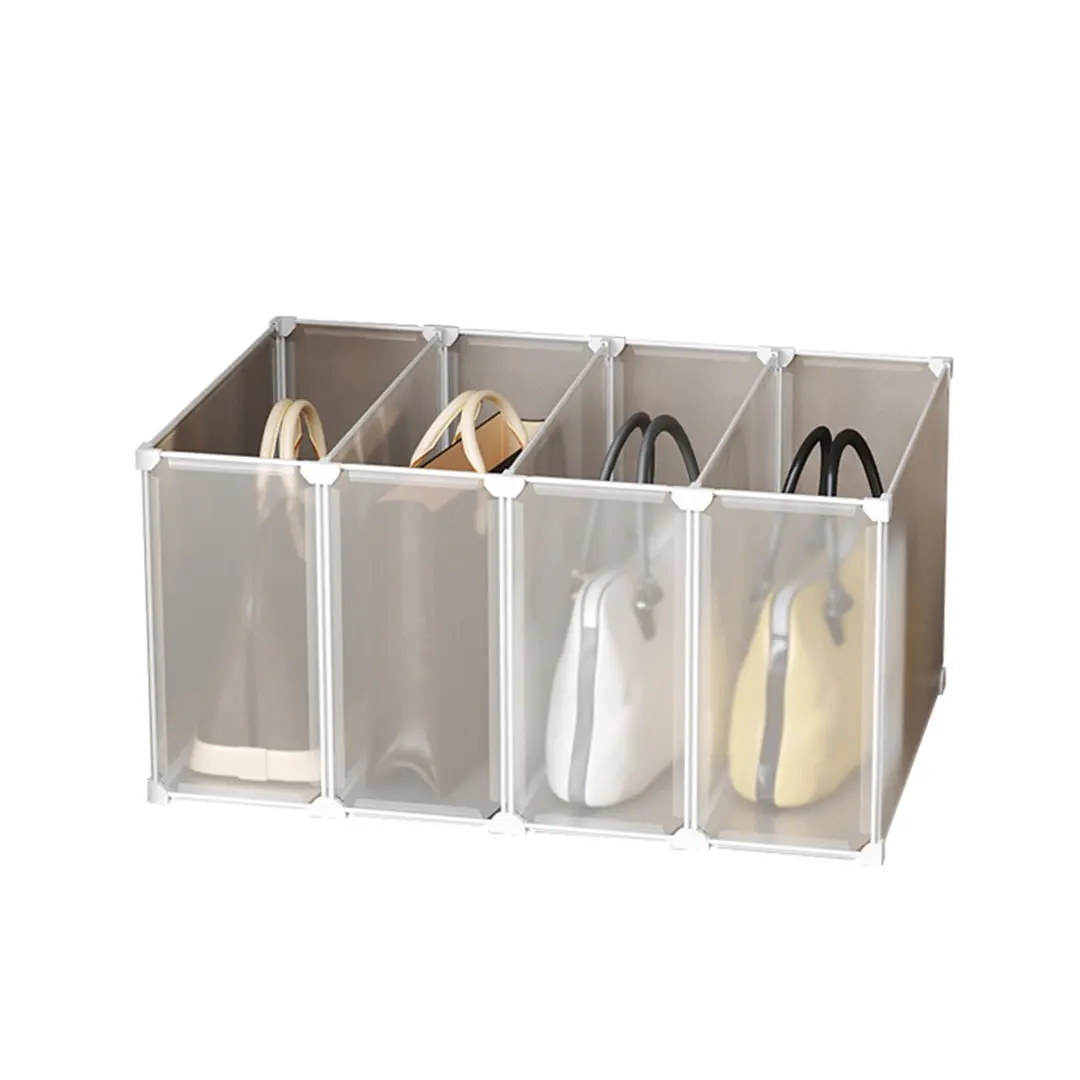 SOGA 1 Tier Multifunctional PP Plastic Bag Box Portable Cubby DIY Storage Shelves Stackable Handbag Purse Organiser - Home & Garden