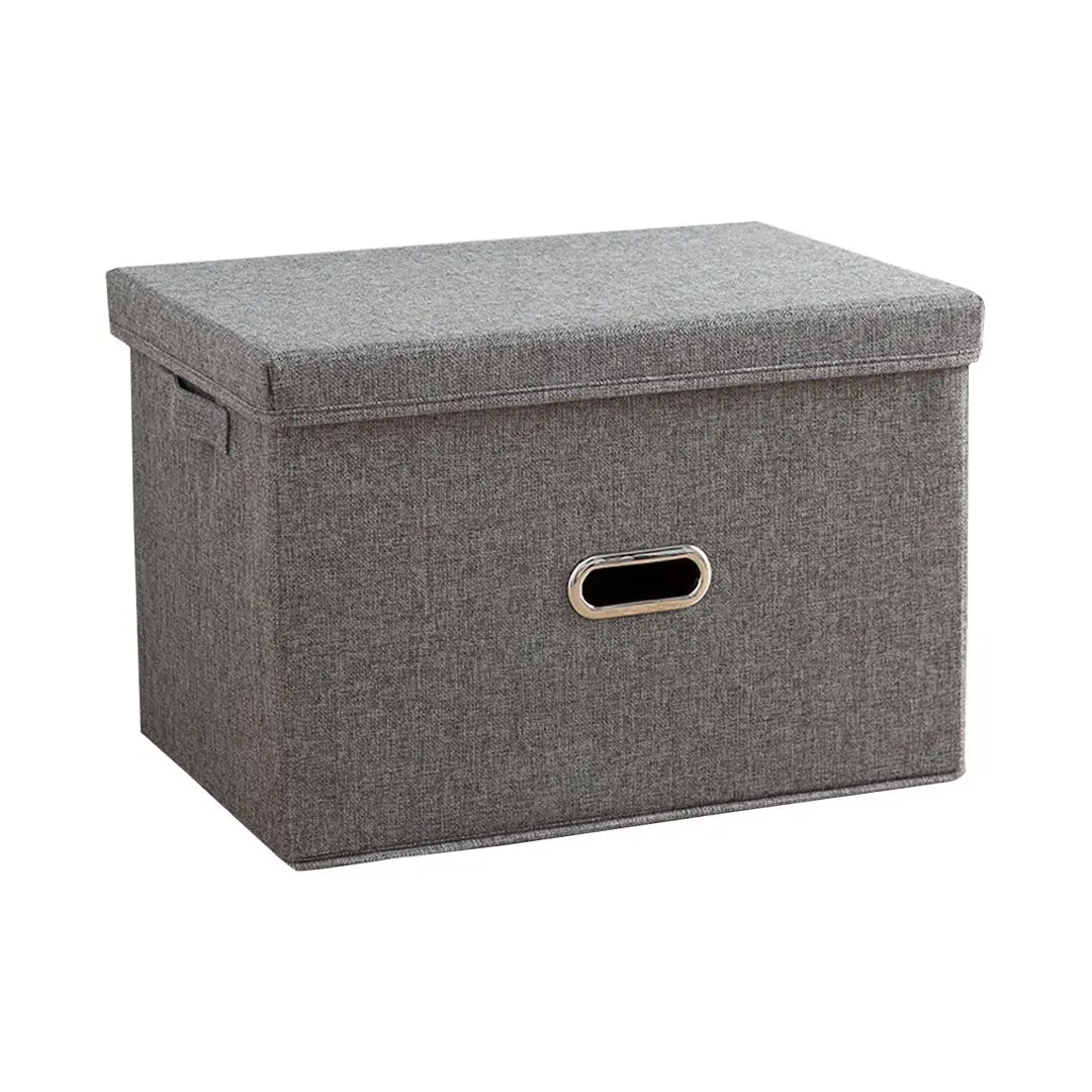 SOGA Grey Super Large Foldable Canvas Storage Box Cube Clothes Basket Organiser Home Decorative Box - Home & Garden