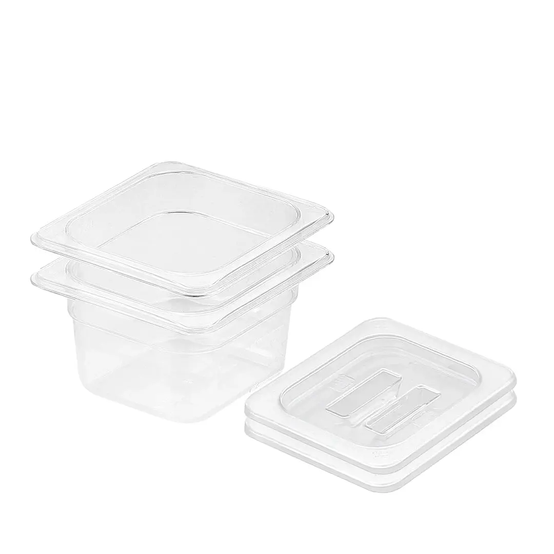 SOGA 100mm Clear Gastronorm GN Pan 1/6 Food Tray Storage Bundle of 2 with Lid - Home & Garden
