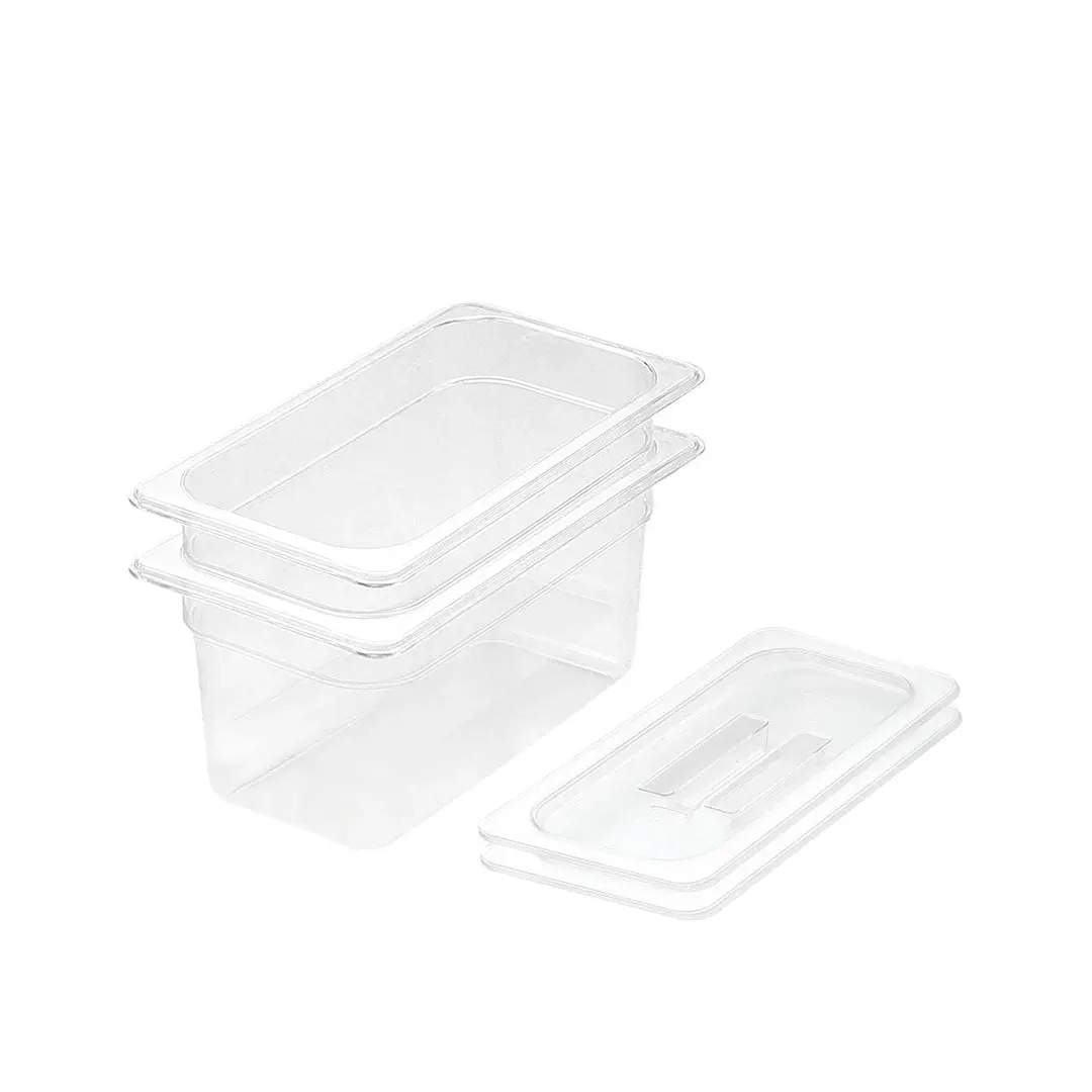 SOGA 150mm Clear Gastronorm GN Pan 1/3 Food Tray Storage Bundle of 2 with Lid - Home & Garden