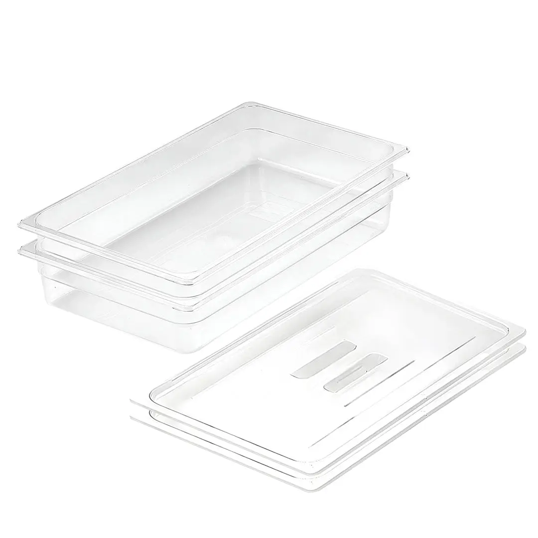 SOGA 100mm Clear Gastronorm GN Pan 1/1 Food Tray Storage Bundle of 2 with Lid - Home & Garden