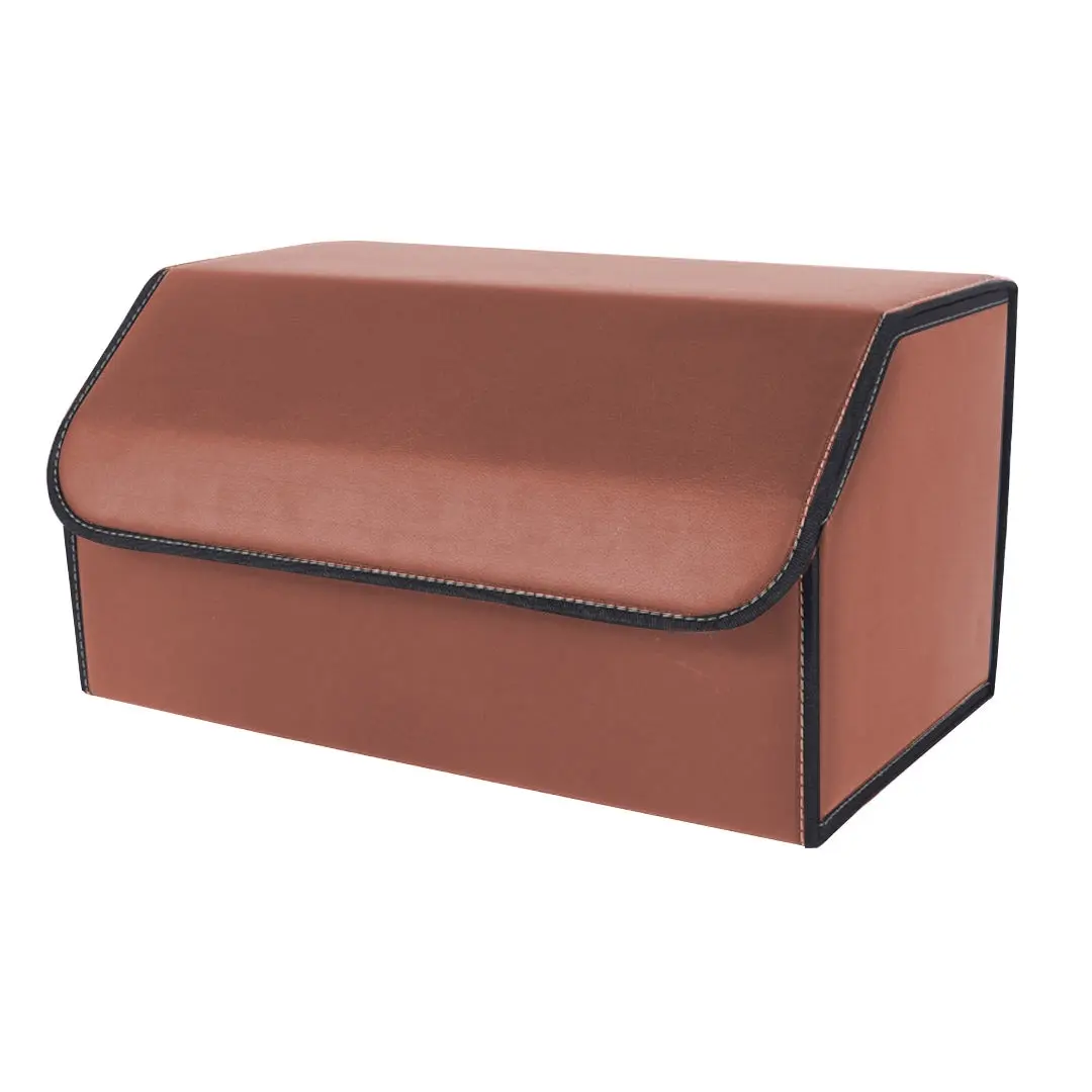SOGA Leather Car Boot Collapsible Foldable Trunk Cargo Organizer Portable Storage Box Coffee Large - Automotive