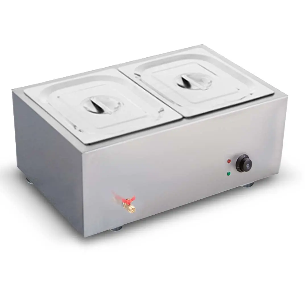 SOGA Stainless Steel 2X 1/2 GN Pan Electric Bain-Marie Food Warmer with Lid