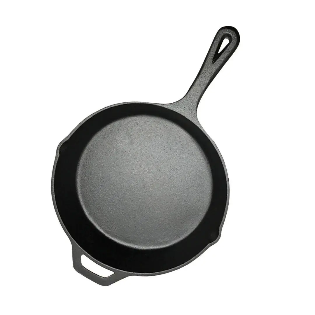 SOGA 30cm Round Cast Iron Frying Pan Skillet Steak Sizzle Platter with Helper Handle - Home & Garden