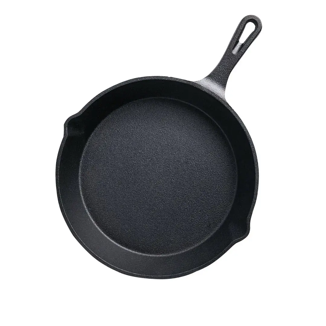 SOGA 26cm Round Cast Iron Frying Pan Skillet Steak Sizzle Platter with Handle - Home & Garden