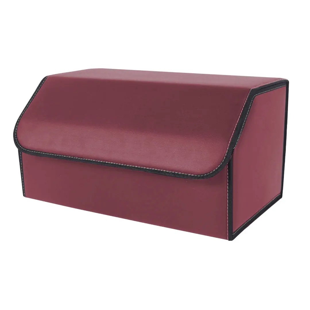 SOGA Leather Car Boot Collapsible Foldable Trunk Cargo Organizer Portable Storage Box Red Large - Automotive
