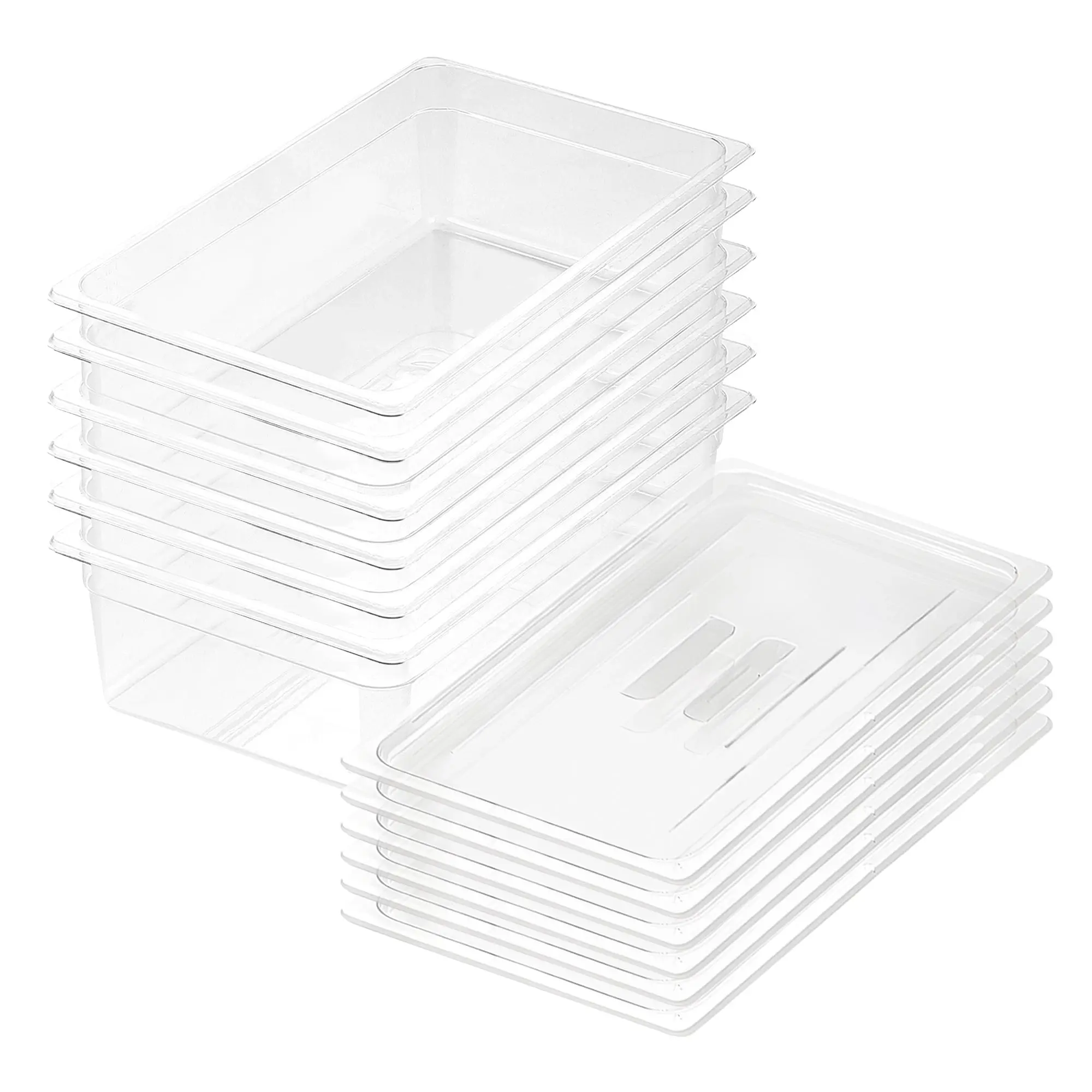 SOGA 150mm Clear Gastronorm GN Pan 1/1 Food Tray Storage Bundle of 6 with Lid - Home & Garden