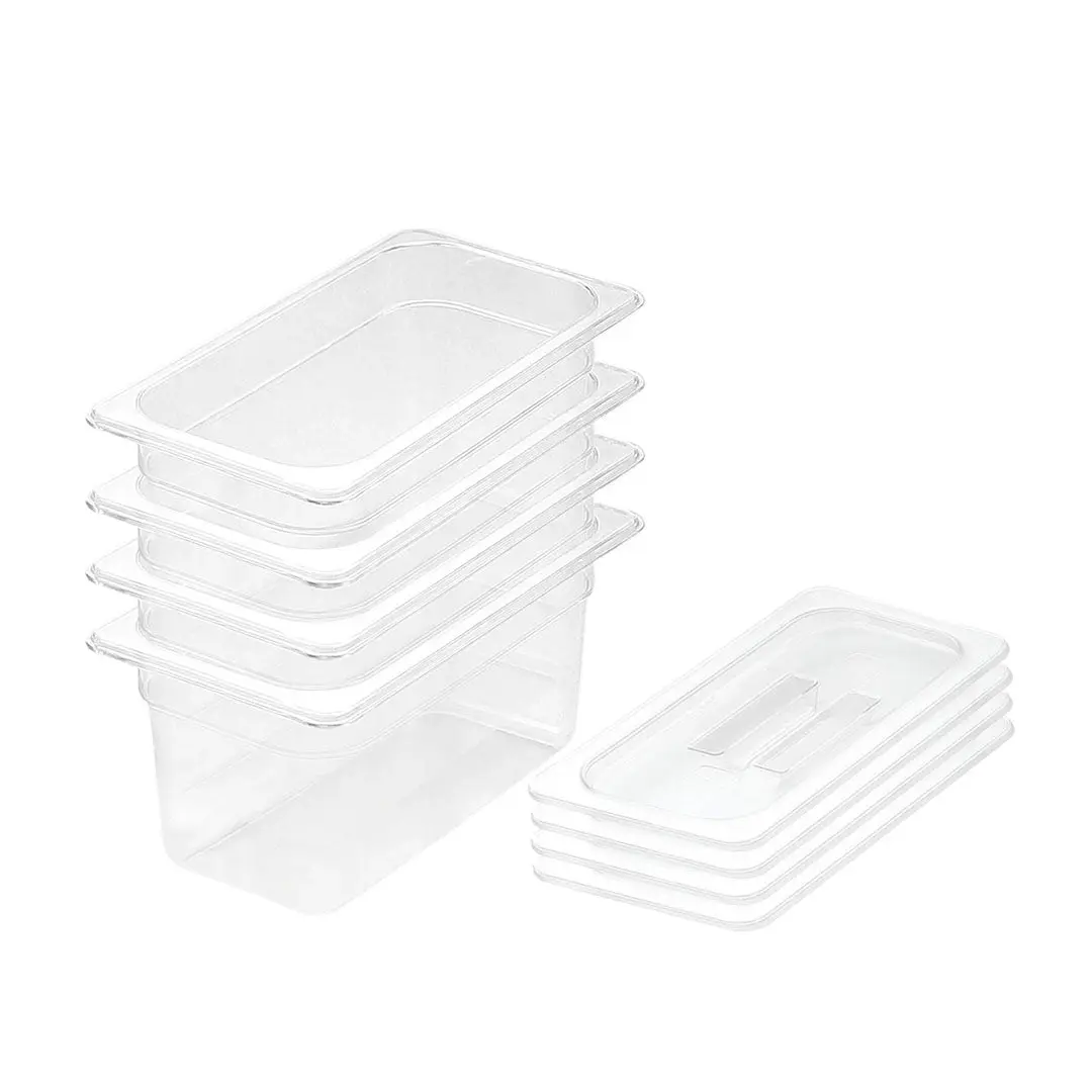 SOGA 150mm Clear Gastronorm GN Pan 1/3 Food Tray Storage Bundle of 4 with Lid - Home & Garden