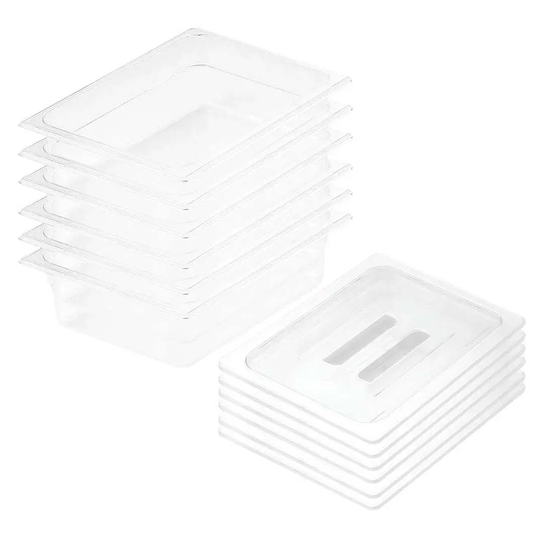 SOGA 100mm Clear Gastronorm GN Pan 1/2 Food Tray Storage Bundle of 6 with Lid - Home & Garden