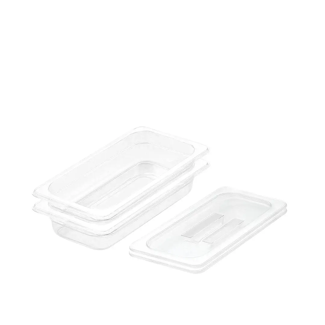 SOGA 2-Pack 65mm Clear Gastronorm 1/3 GN Pans with Lids