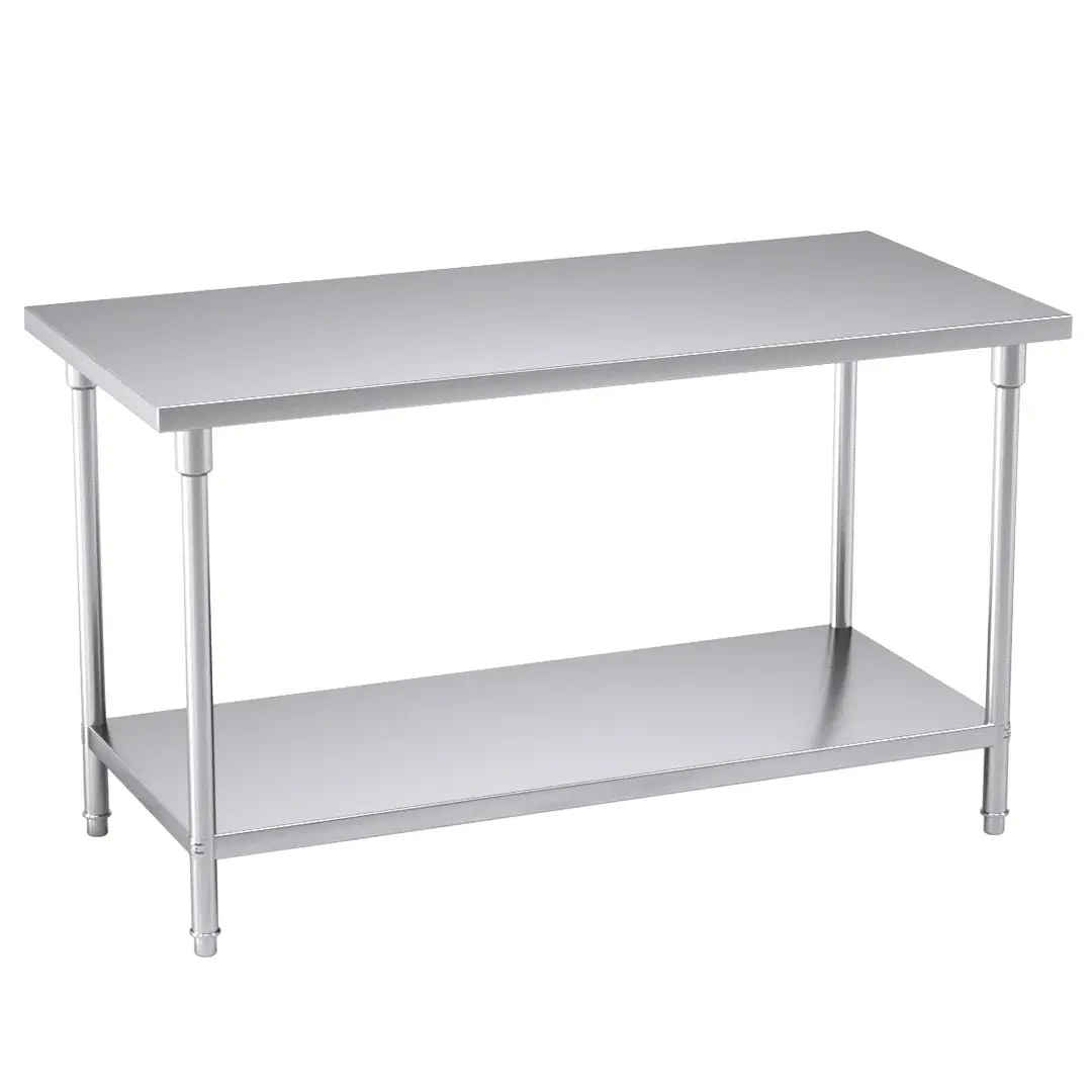 SOGA 2 Tier Stainless Steel Prep Work Bench Table 150x70x85cm - Furniture
