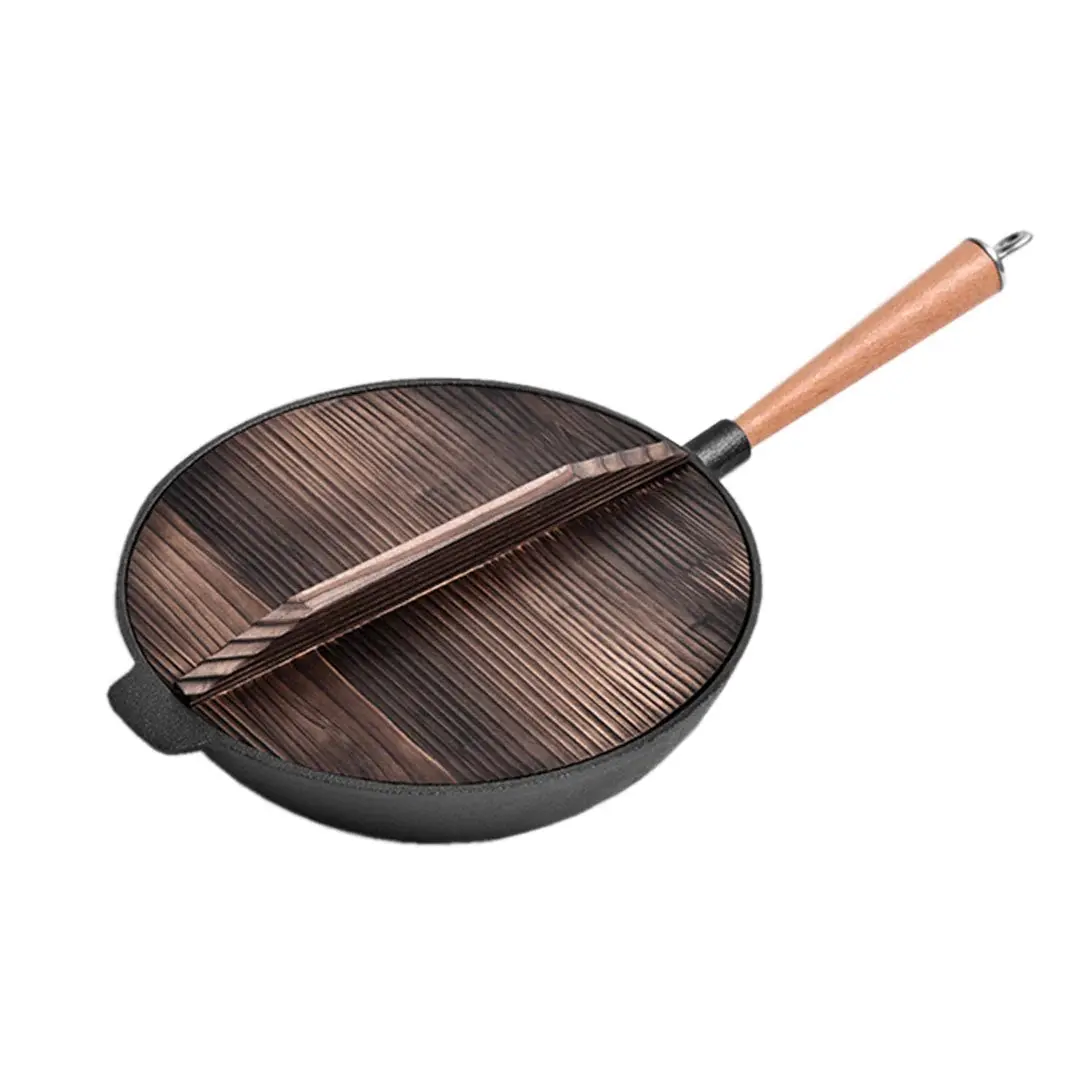 SOGA 31cm Commercial Cast Iron Wok FryPan Fry Pan - Home & Garden