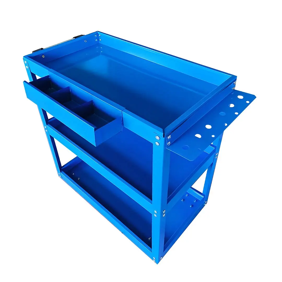 SOGA 3 Tier Tool Storage Cart Portable Service Utility Heavy Duty Mobile Trolley Blue - Home & Garden
