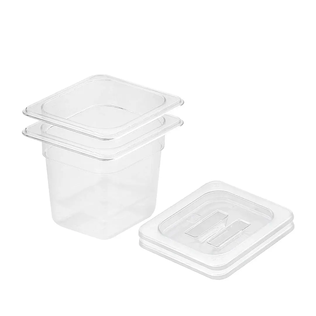 SOGA 150mm Clear Gastronorm GN Pan 1/6 Food Tray Storage Bundle of 2 with Lid - Home & Garden