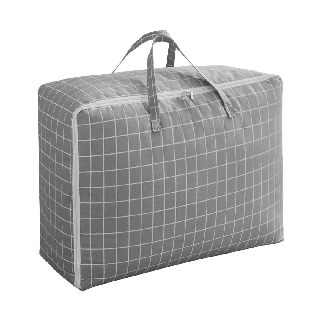 SOGA Grey Plaid Medium Storage Luggage Bag Double Zipper Foldable Travel Organiser Essentials - Home & Garden