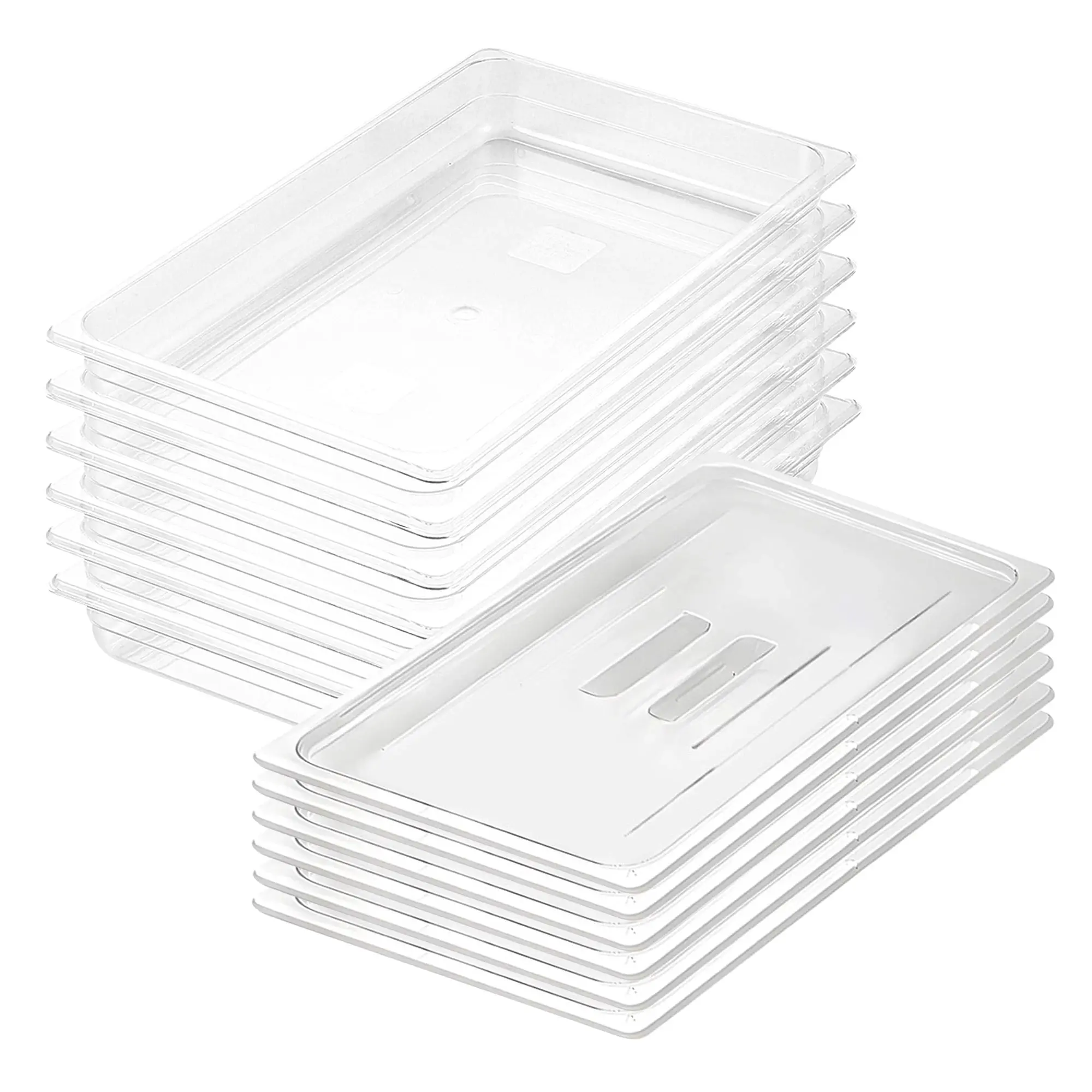 SOGA 65mm Clear Gastronorm GN Pan 1/1 Food Tray Storage Bundle of 6 with Lid - Home & Garden