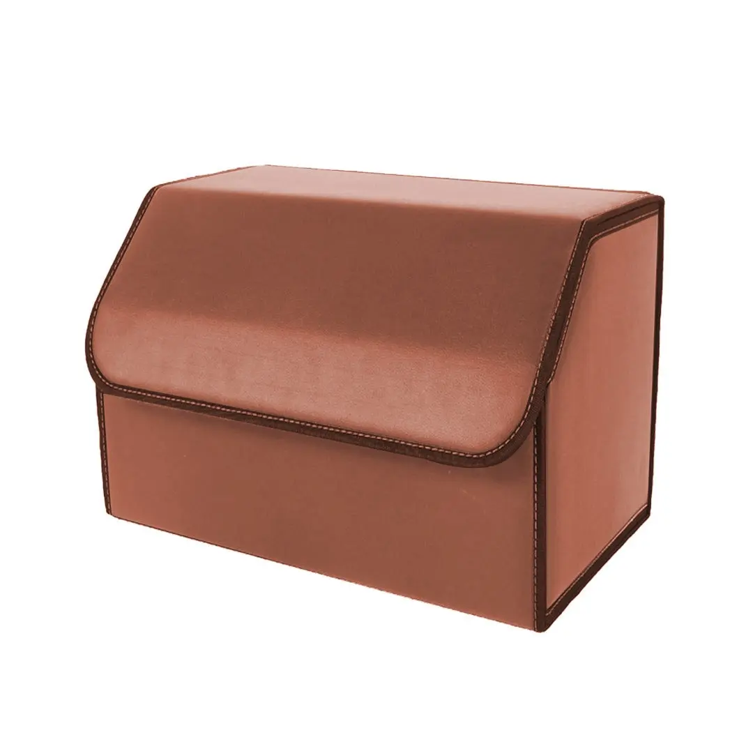 SOGA Leather Car Boot Collapsible Foldable Trunk Cargo Organizer Portable Storage Box Coffee Medium - Automotive