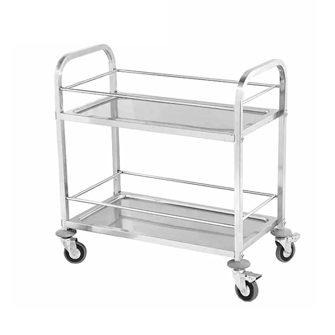 SOGA 2 Tier Stainless Steel Drink Wine Food Utility Cart 85x45x90cm Medium - Furniture