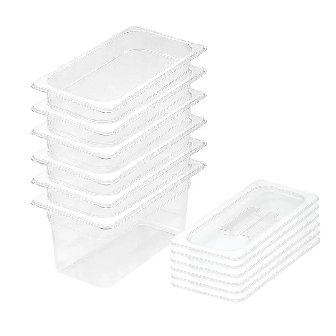 SOGA 150mm Clear Gastronorm GN Pan 1/3 Food Tray Storage Bundle of 6 with Lid - Home & Garden