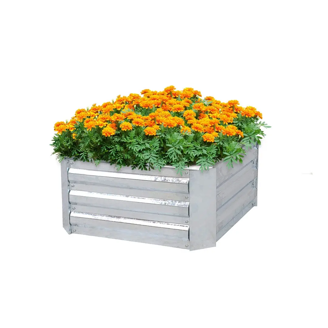 SOGA 90cm Square Galvanised Raised Garden Bed Vegetable Herb Flower Outdoor Planter Box - Home & Garden