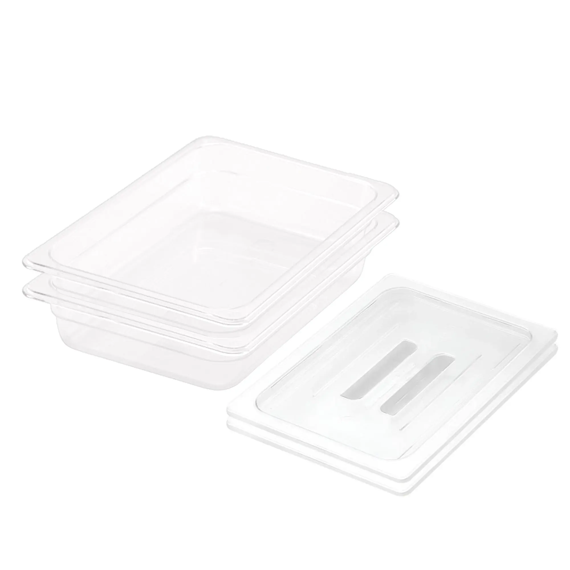 SOGA 65mm Clear Gastronorm GN Pan 1/2 Food Tray Storage Bundle of 2 with Lid - Home & Garden