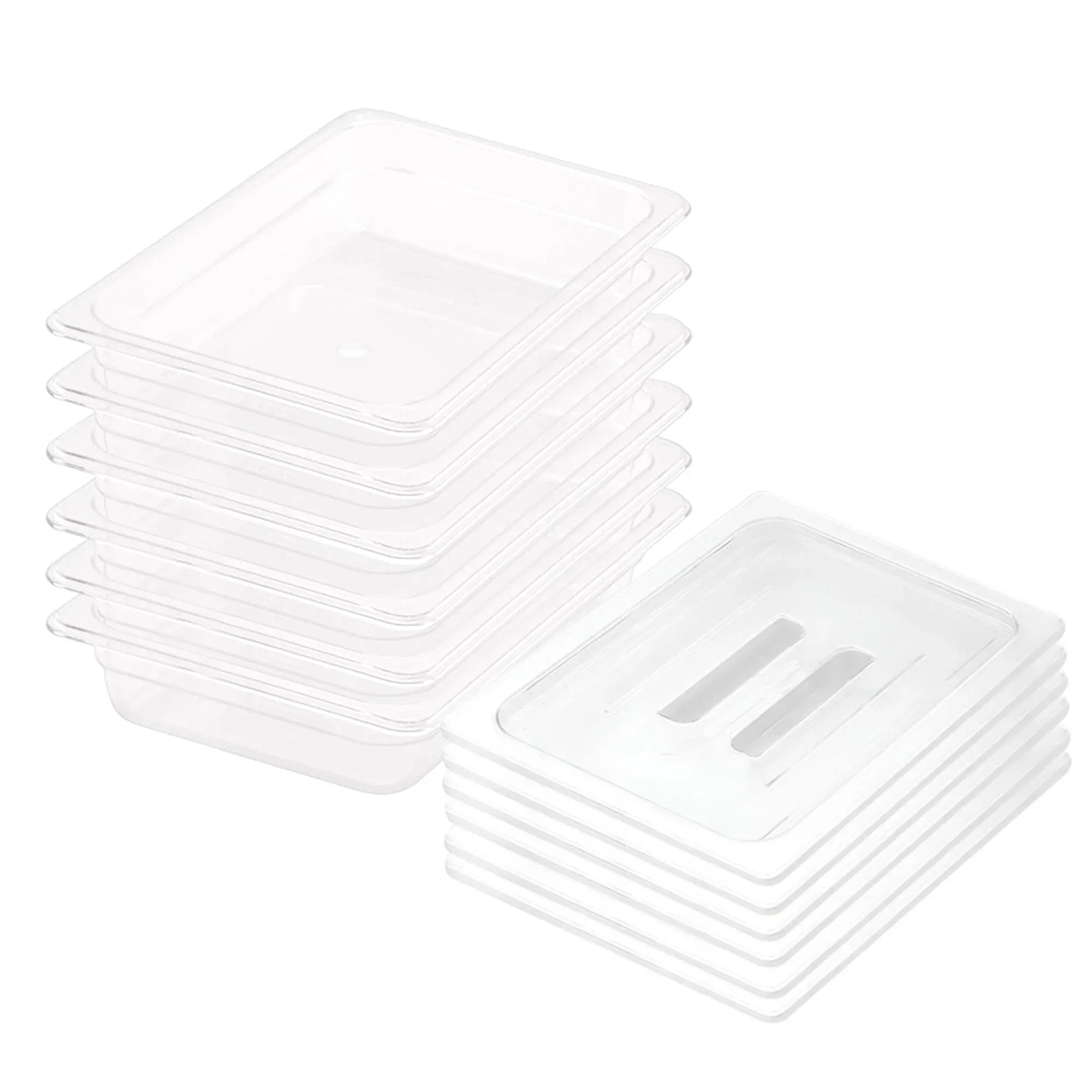 SOGA 65mm Clear Gastronorm GN Pan 1/2 Food Tray Storage Bundle of 6 with Lid - Home & Garden