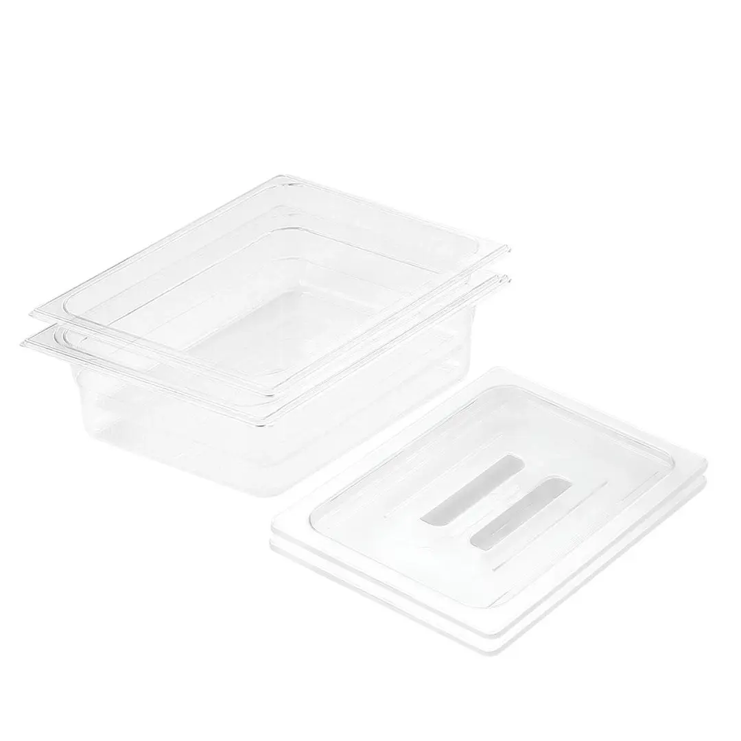 SOGA 100mm Clear Gastronorm GN Pan 1/2 Food Tray Storage Bundle of 2 with Lid - Home & Garden