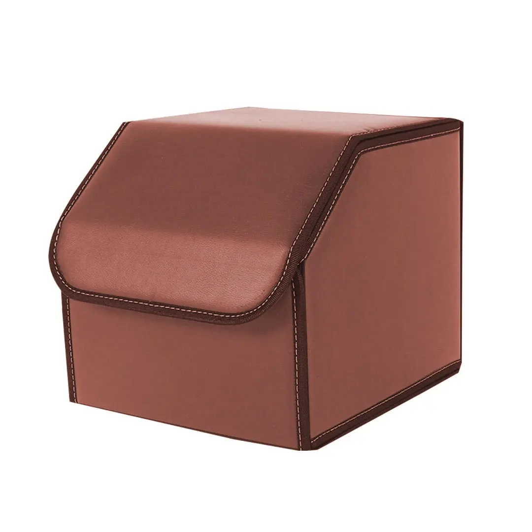 SOGA Leather Car Boot Collapsible Foldable Trunk Cargo Organizer Portable Storage Box Coffee Small - Automotive