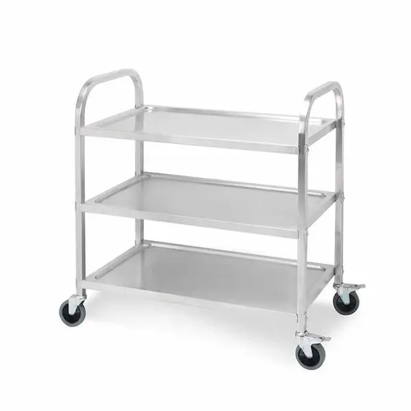 SOGA 3 Tier Stainless Steel Kitchen Dinning Food Cart Trolley Utility Size 75x40x83.5cm Small - Furniture