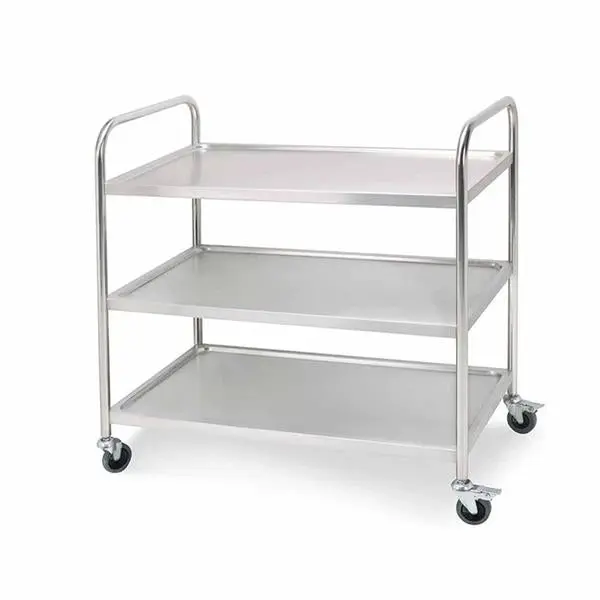 SOGA 3 Tier Stainless Steel Kitchen Dinning Food Cart Trolley Utility Round 86x54x94cm Large - Furniture