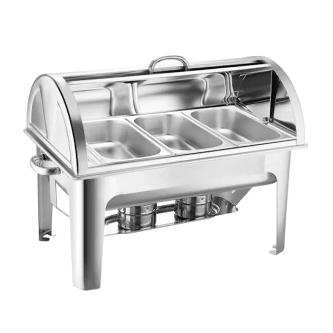 SOGA 3L Triple Tray Stainless Steel Roll Top Chafing Dish Food Warmer - Home & Garden
