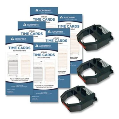 Acroprint Time Recorder 010296002 Txp300 Accessory Bundle, 3.5 X 7.5, Bi-weekly/weekly, Two-sided, 300 Cards And 3 Ribbons/kit