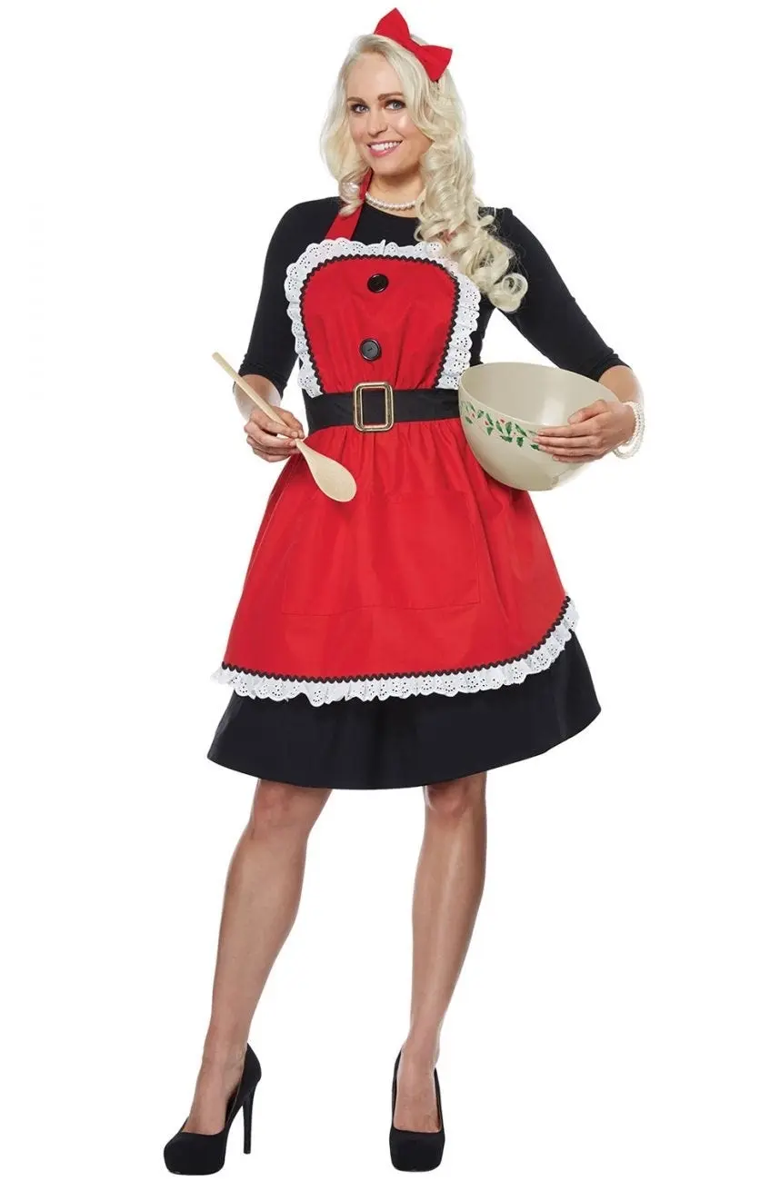 Mrs. Claus Apron Womens Costume - Fashion