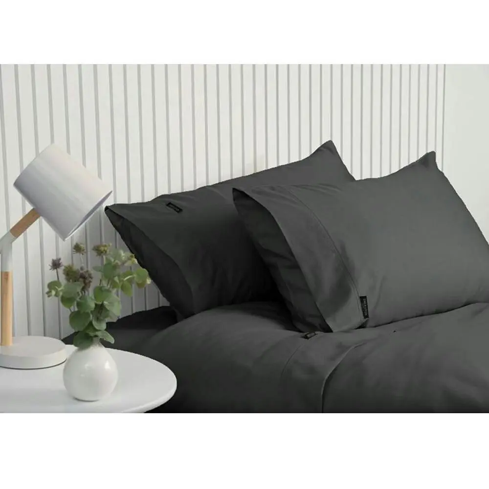 Sheraton Luxury 1000TC Cotton Double Bed Fitted Sheet Set w/ Pillowcases Fossil - Home & Garden