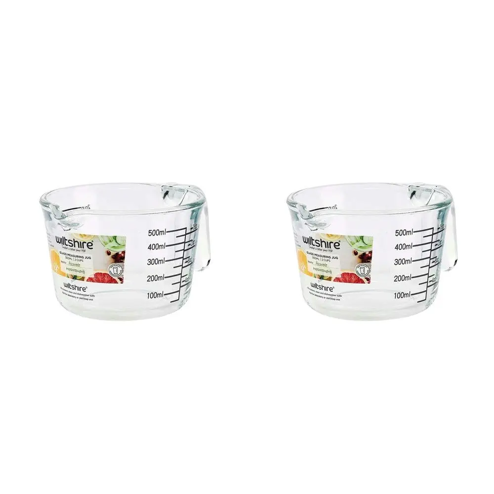 2PK Wiltshire Glass Kitchenware Australian Metric Measuring Jug 500ml/2 Cups - Home & Garden