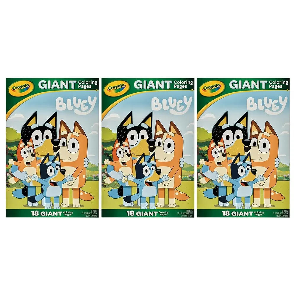 3x Crayola Kids/Childrens Creative Giant Colouring Page Foldalope Bluey 36m+ - Entertainment