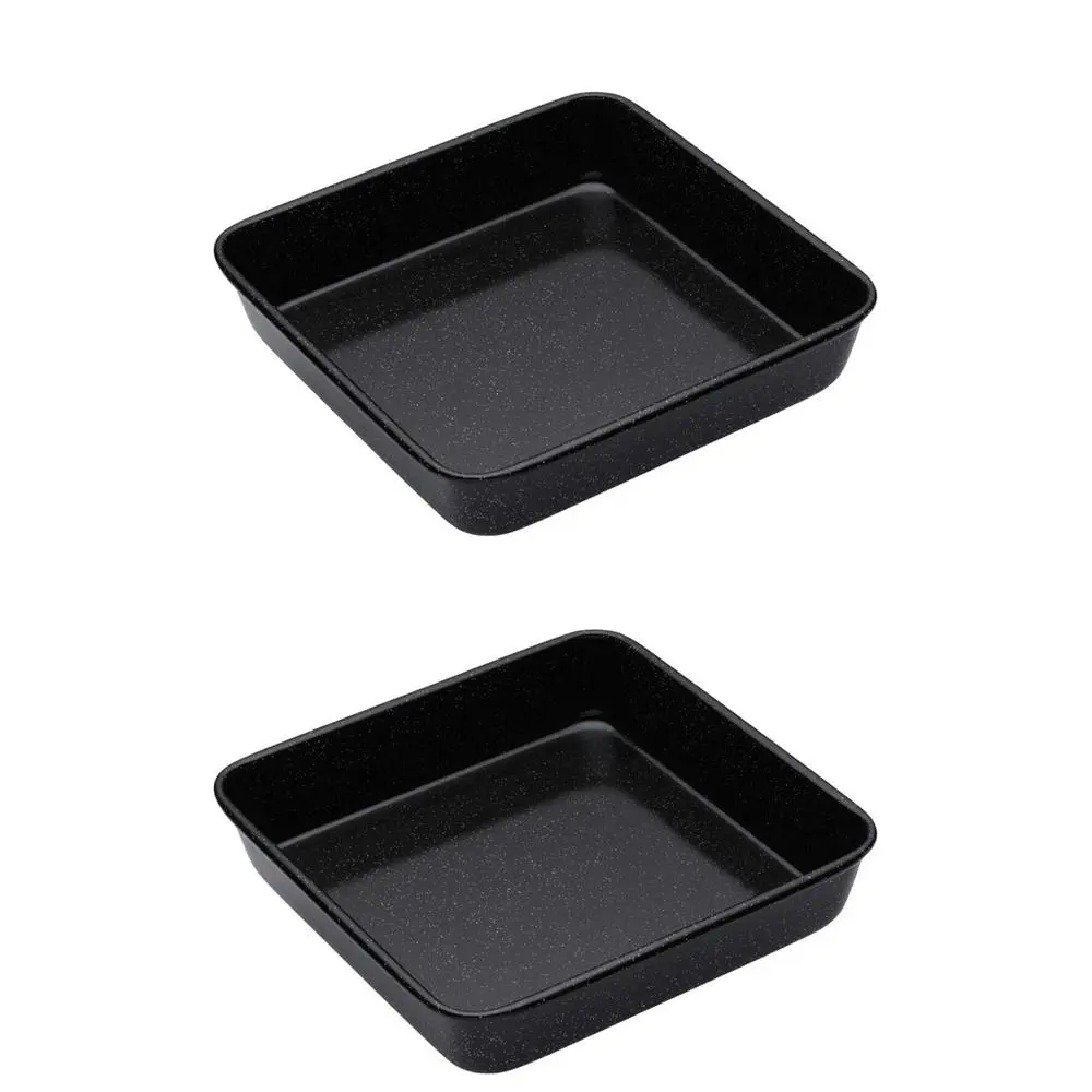 2x MasterCraft Pro Vitreous 23cm Enamel Square Baking Kitchen Roasting Tray BLK - Home & Garden