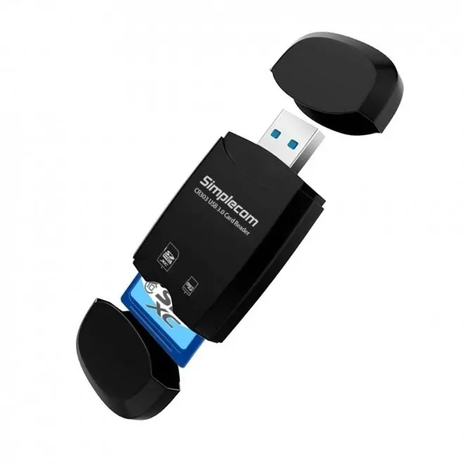 Simplecom SuperSpeed Male USB 3.0 to microSD/SD Card Reader Female For PC Black - Electronics
