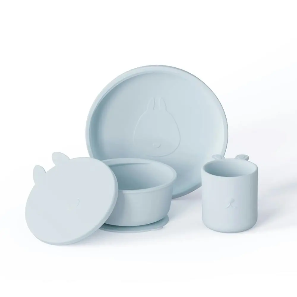 4pc My Pure Silicone Baby/Toddler Suction Meal Feeding Set Baby Blue 6M+