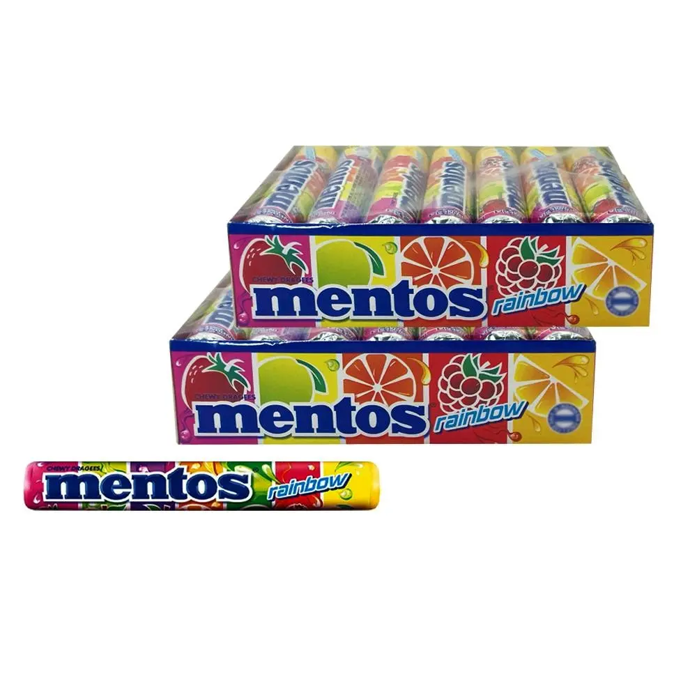 2x14pc Mentos Inner Roll 29g Rainbow Flavour Treat/Sweet/Snack Confectionery - Groceries