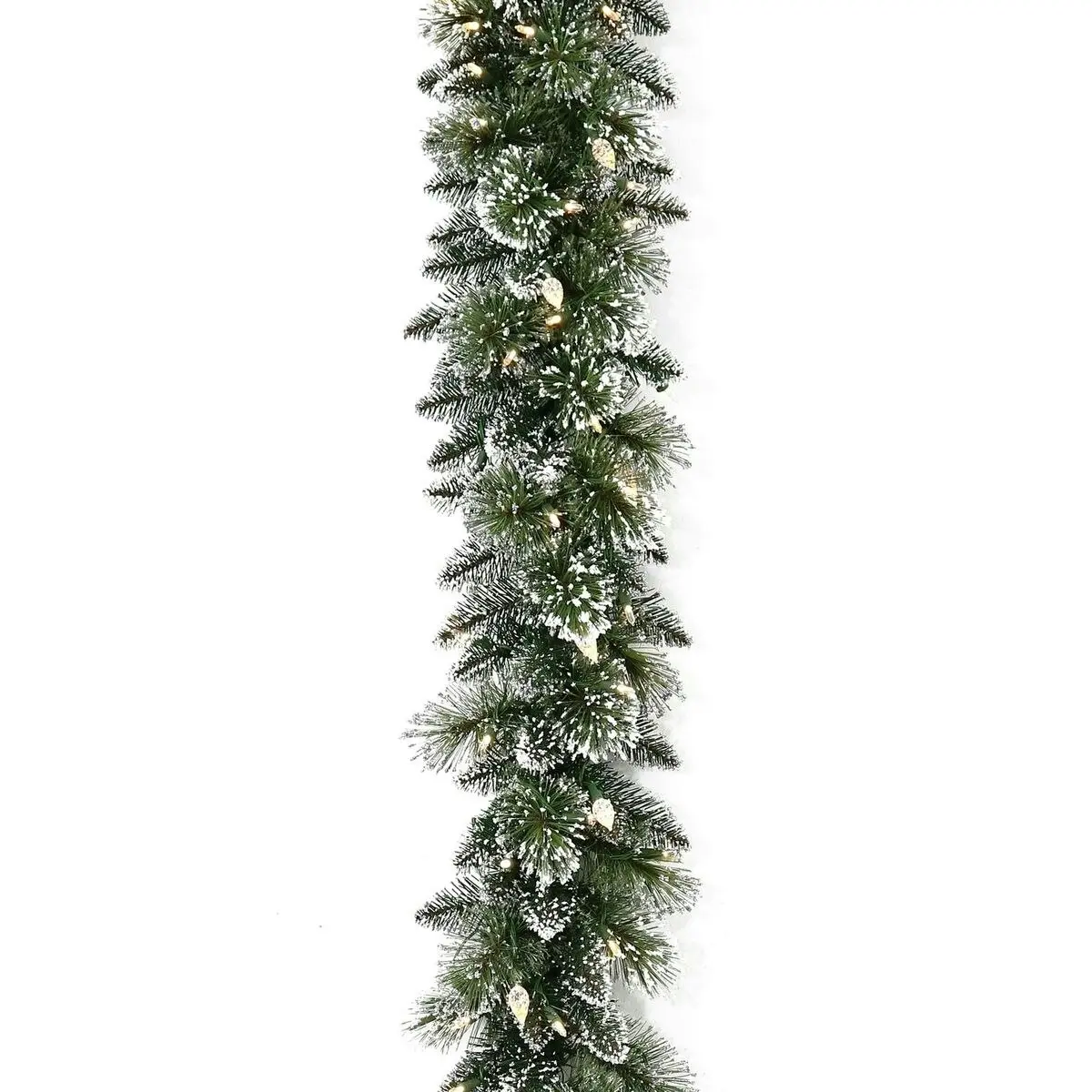 Christmas Garland with Lights Battery Operated 274cm Glittery Bristle - Home & Garden