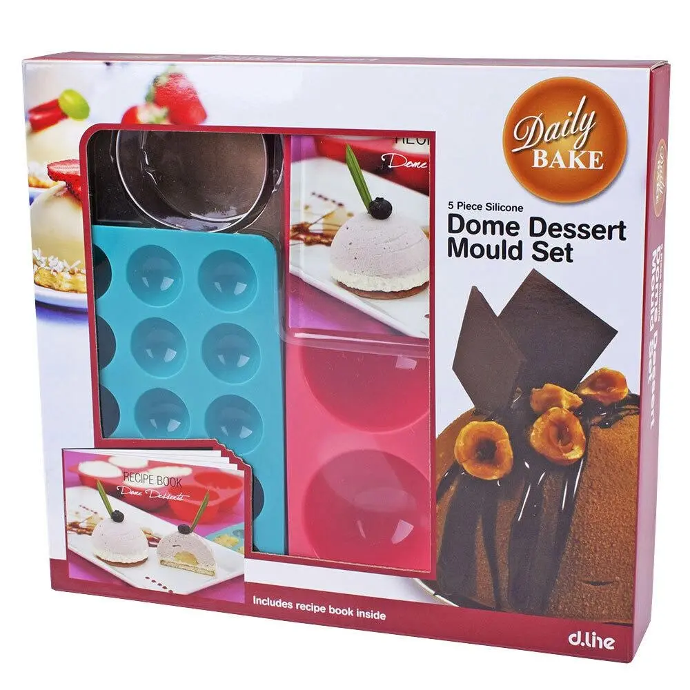 5pc Daily Bake Silicone Dome Dessert Mould/Tray Gift Set w/ Recipie Book - Home & Garden
