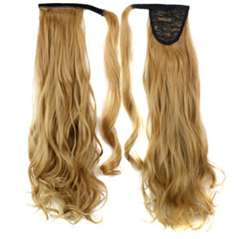 22" Blonde Medium Blond Synthetic Hair Extension Ponytail Curly Grade AAA - Beauty