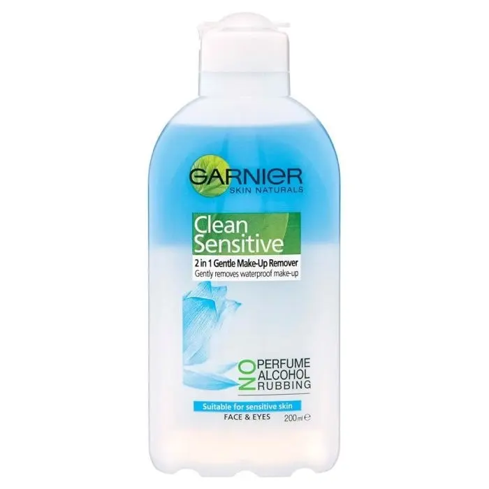 Garnier Clean Sensitive 2in1 Waterproof Make Up Remover 200ml - Beauty
