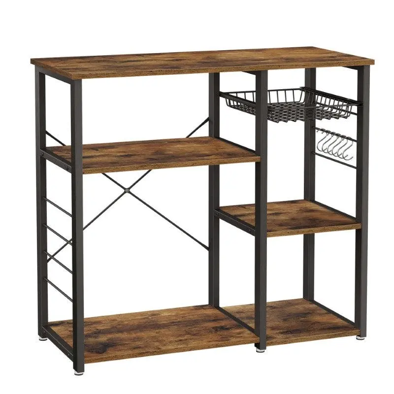 Kitchen Bakers Rack Microwave Stand Table 4 Shelf Elevated Coffee Bar Table Utility Storage Cabinet Industrial - Furniture