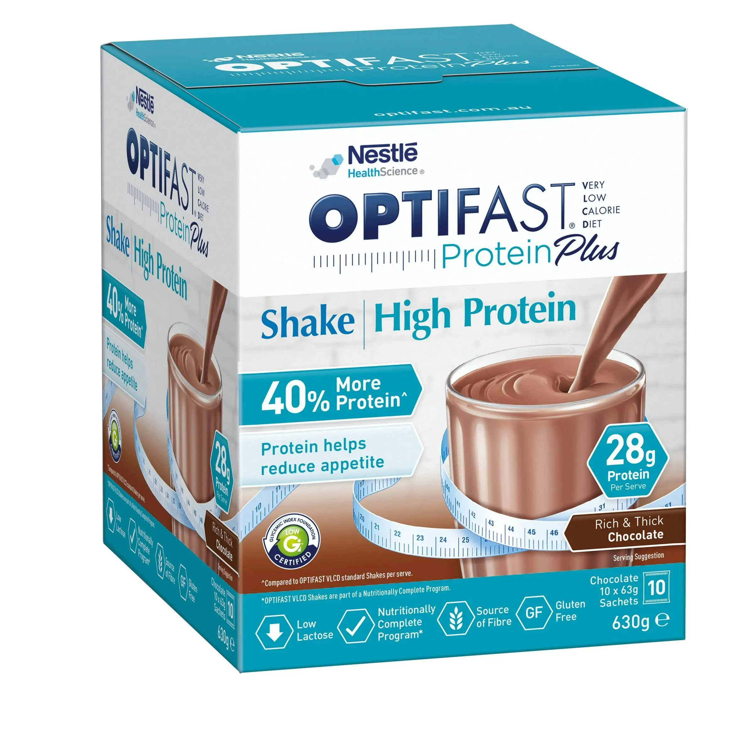 OPTIFAST Protein Plus Shake Chocolate 63g x 10 Sachets - Health