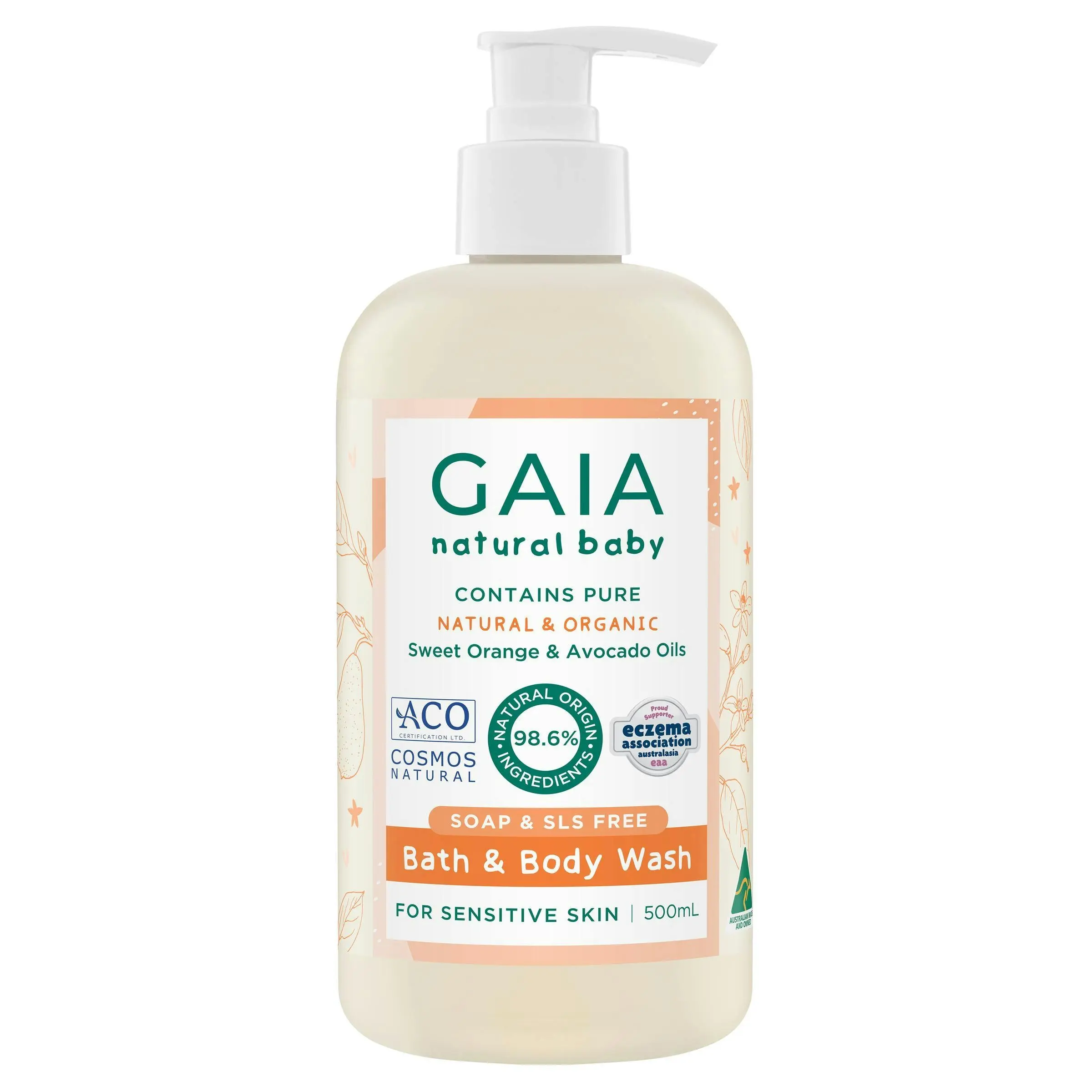 Gaia Natural Baby Bath & Body Wash 500mL