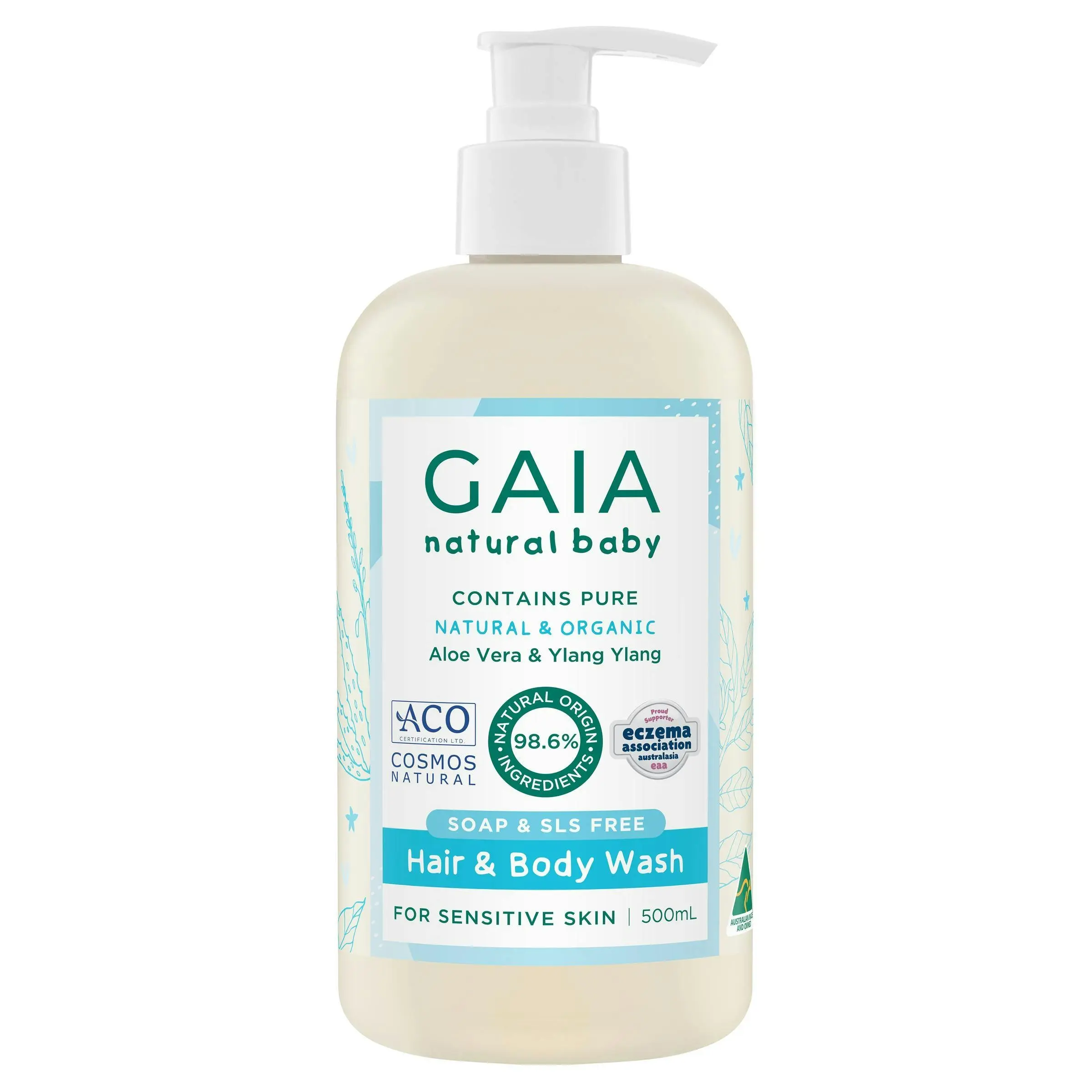 Gaia Natural Baby Hair & Body Wash 500mL