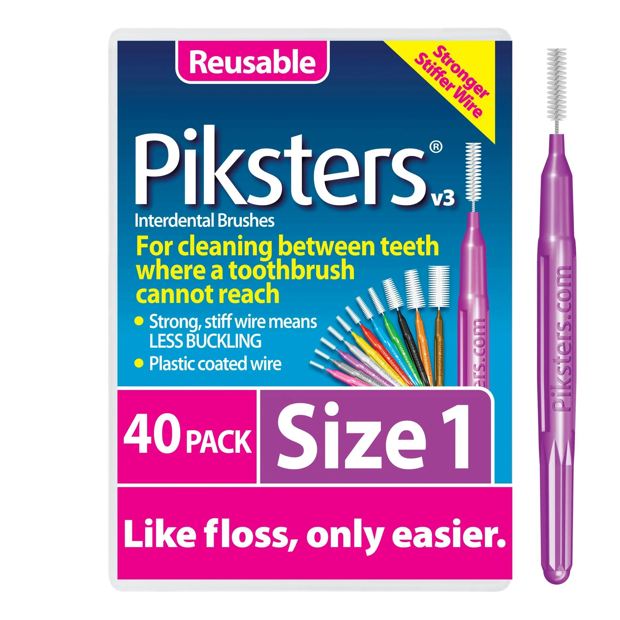 Piksters Interdental Brush Size 1 Purple 40 Pack - Health